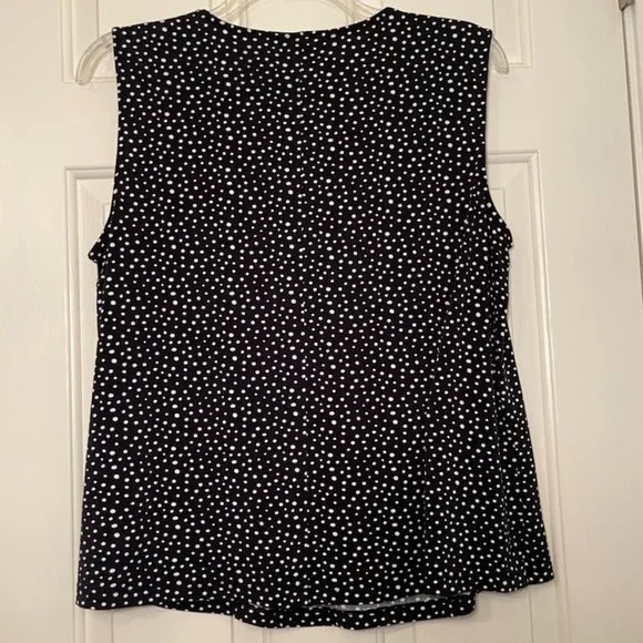 APT 9 Black White Polka Dot Tank Top Knotted V-Neck Sleeveless Plus Size 1X - Picture 8 of 11